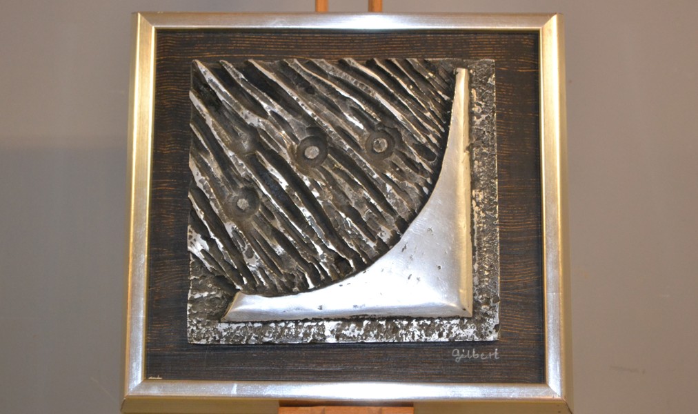 GILBERT NIELSEN. Väggrelief, Aluminium, signerad