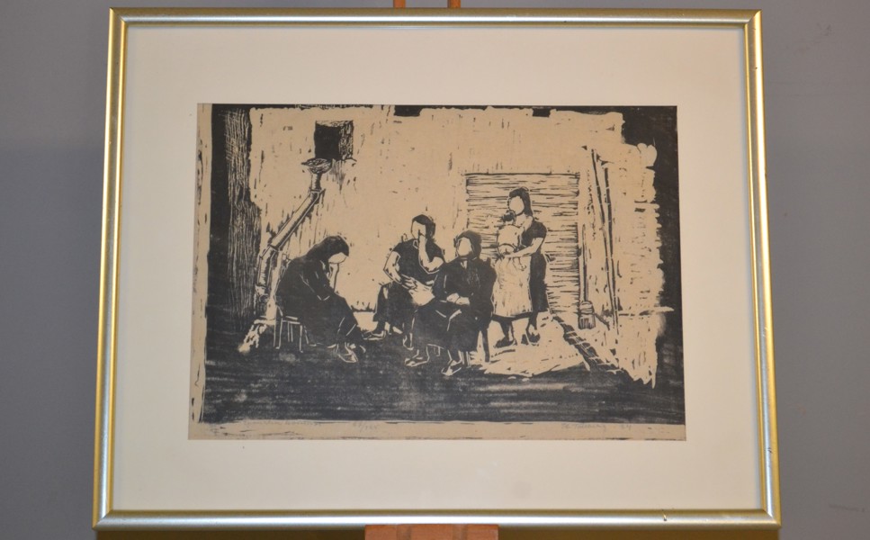 JB TOLLBERG. Träsnitt, "Spanska kvinnor", signerad, daterad -74 & numrerad 67/325.