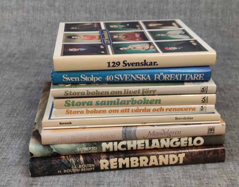 Böcker. Bl.a Michelangelo & Rembrandt. m.m.