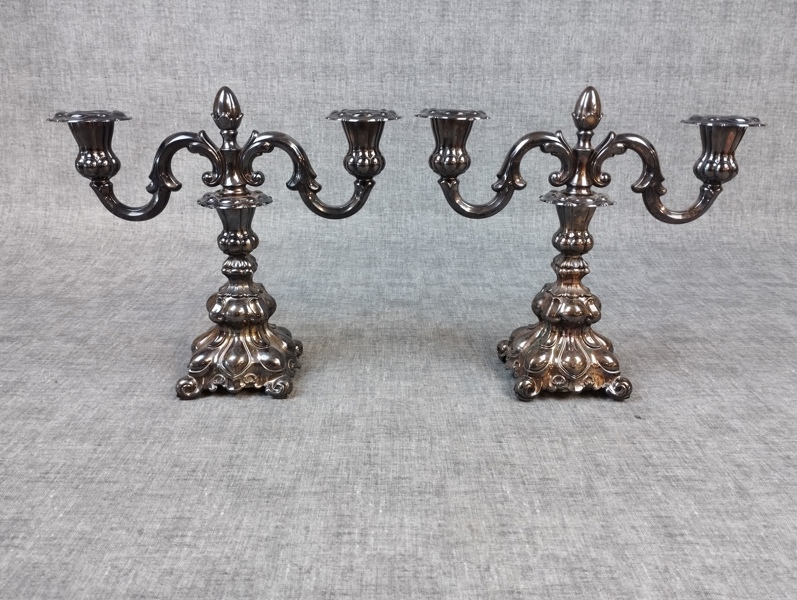 Ljusstakar/Kandelaberar, Silver 830 S, Rokokostil, 1900-talet första hälft.