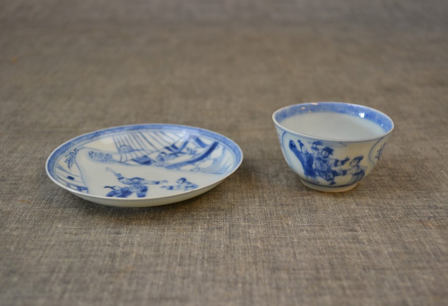 Sakekopp & fat. Kangxi, Kina, (1662-1722).