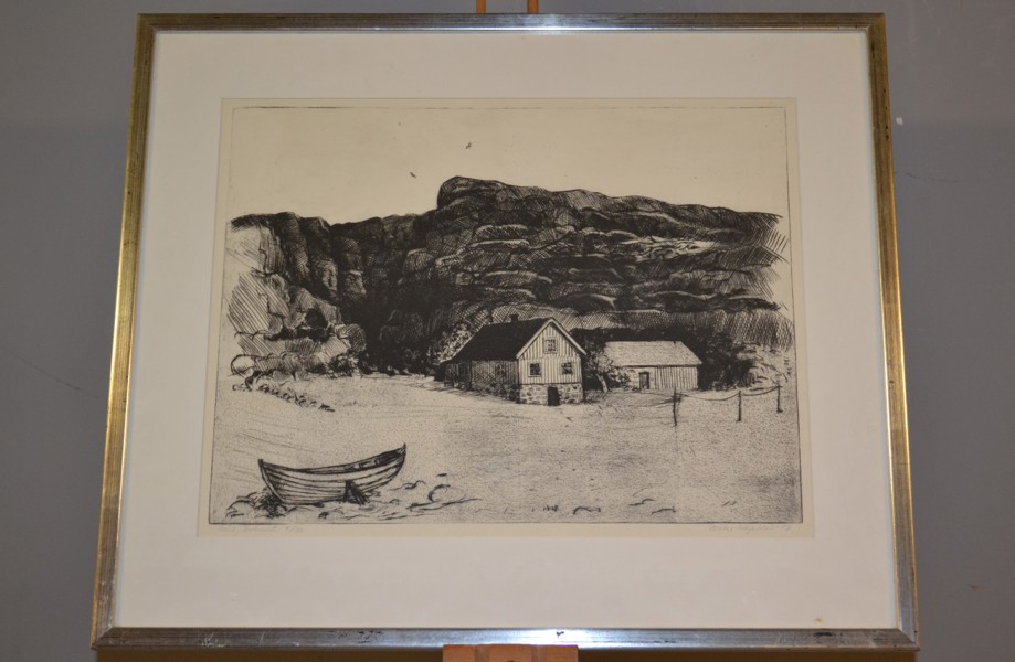 BERTIL LILJEBLAD. Litografi, "Gård Bohuslän", signerad, numrerad 4/30 & daterad -77.