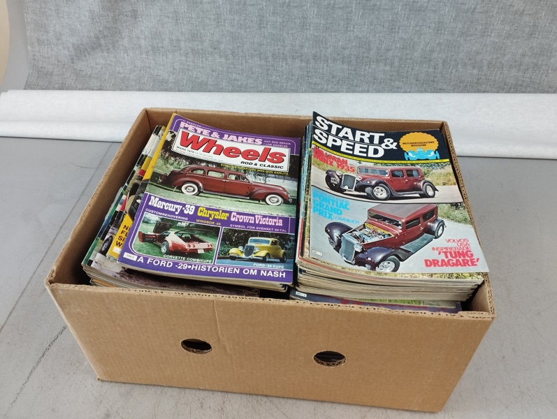 Biltidningar. Start & speed / Wheels 1970-80 talet.