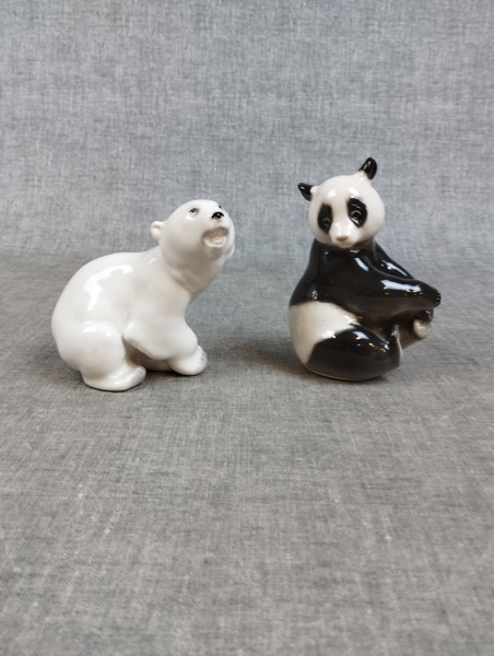 2 Figuriner. Panda & isbjörn, Lomonosov USSR.