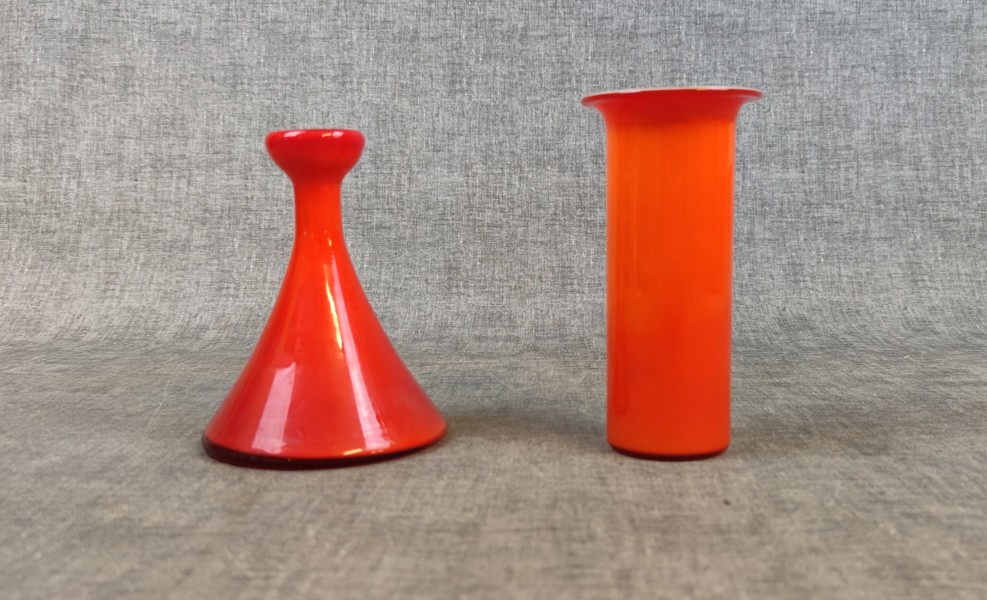 Per Lütken, Holmegaard, Vas samt ljusstake, glas, "Carnaby", design 1968.