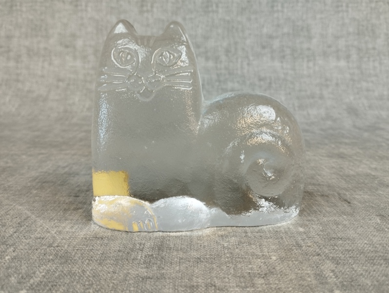 Glas figurin. Katt, Lisa Larson, Royal Krona.