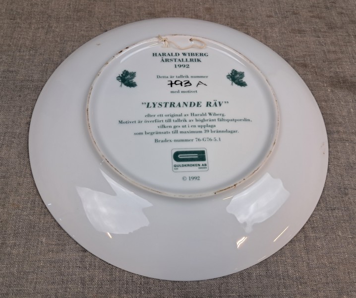 HARALD WIBERG. 6 Samlartallrikar, Guldkr… | Auktion.se