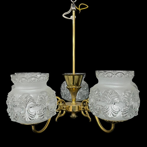 TAKLAMPA, glas/mässing, 1900-tal.