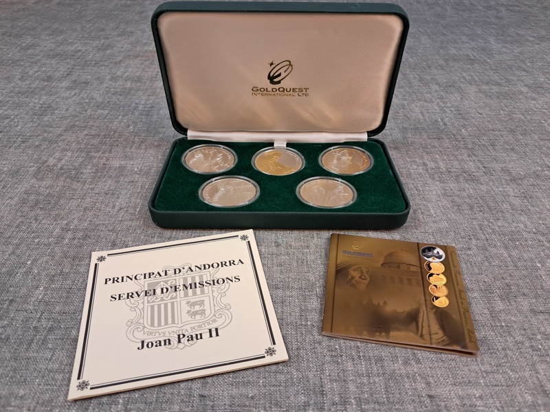 5 Silvermynt, GoldQuest, 2004, Joan Pau ll, 160gram.