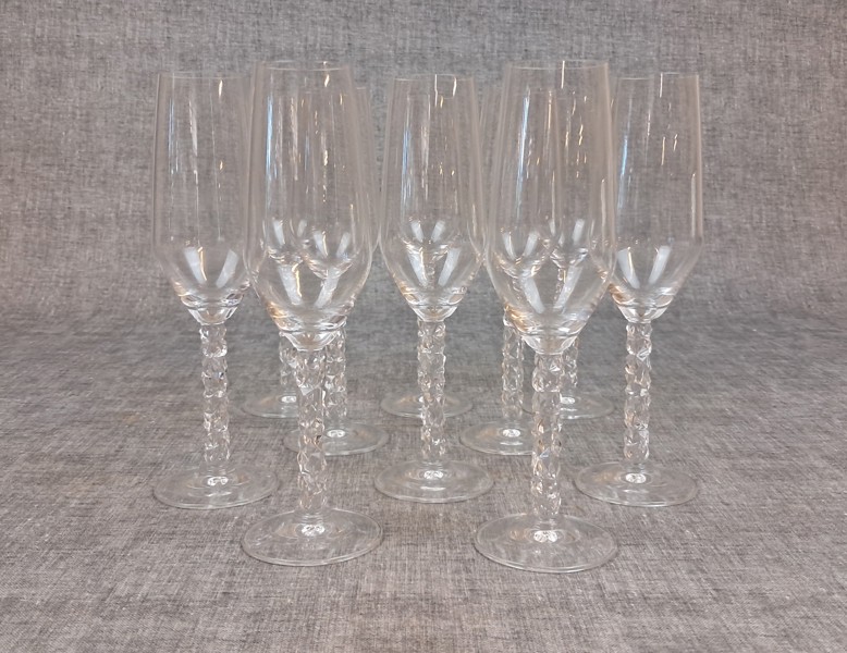 LENA BERGSTRÖM. 10st Champagneglas, "Carat" Orrefors.