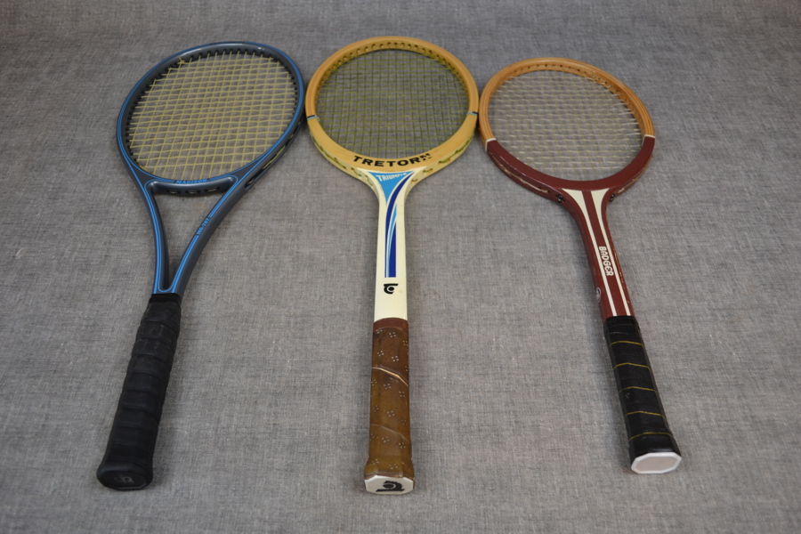 3 Tennisracket. Tretorn, Badger & Madison.