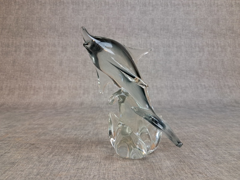 Glas-skulptur. Delfin, FM Ronneby.