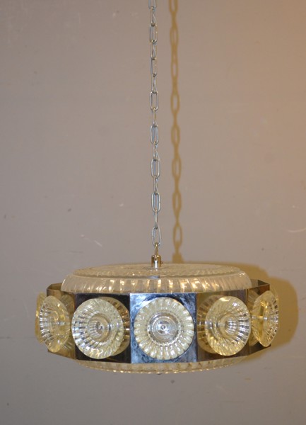 Taklampa. Glas & metall, 1900-talet.