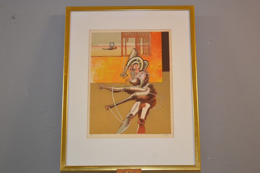 HERIBERTO COGOLLO. Färglitografi, surrealistisk komposition, signerad Cogollo & numrerad 44/100,