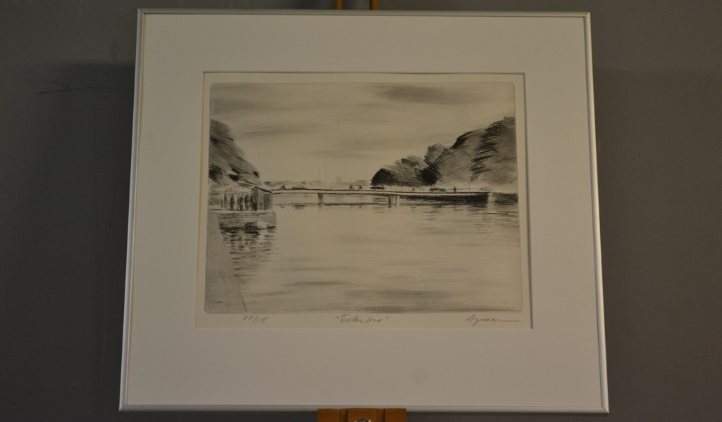 OLLE AGNELL. Litografi, "Österbro", signerad & numrerad 77/115.