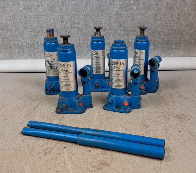 5 Pelardomkrafter. 2 ton, Hydrauliska.