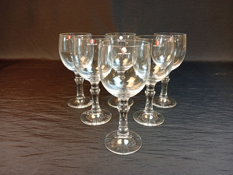 TAPIO WIRKKALA. 6 Vinglas, "Unikko", Iittala.