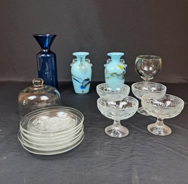 Diverse glas. Bl.a Assietter Pioni Arabia m.m.