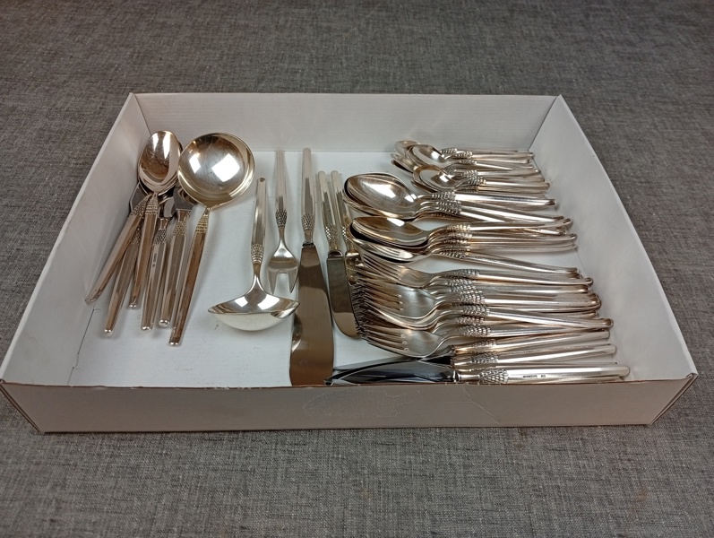 HENNING SEIDELIN. Bestick, 50 delar. "Cheri", Nysilver, Frigast, Danmark + 6 delat GAB Sweden.