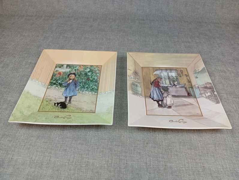 2 Väggfat. "Carl Larsson", Porslin, "Artis Orbis", Goebel.