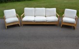 NIKE KARLSSON. Soffa 3-sits & 2 fåtöljer, "Lillberg", björk, IKEA, 