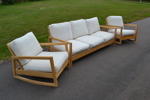 NIKE KARLSSON. Soffa 3-sits & 2 fåtöljer, "Lillberg", björk, IKEA, 