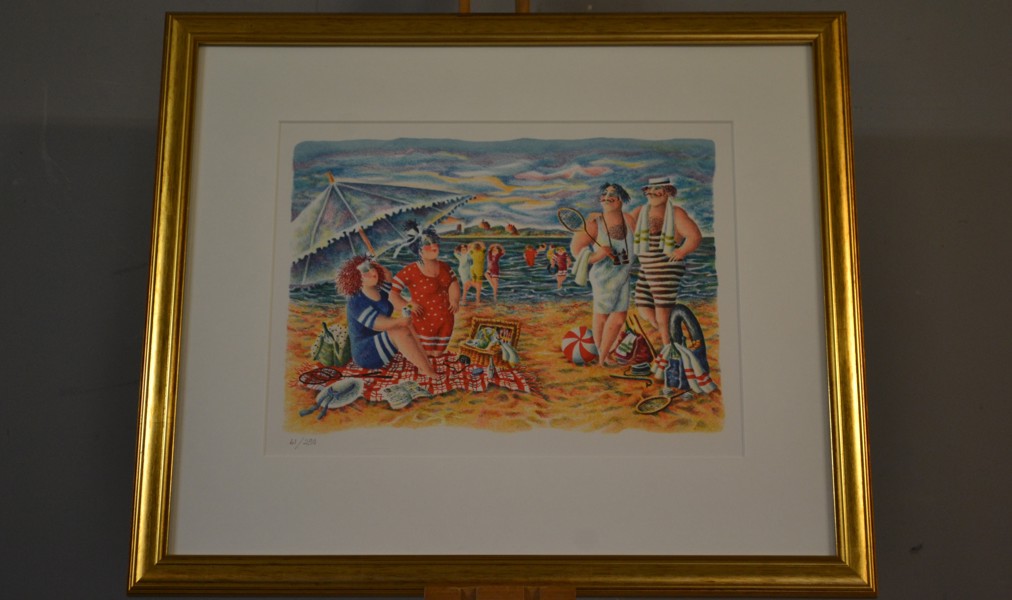 MAY K. LEON. Litografi, "Strandmotiv", osignerad & numrerad 61/290.