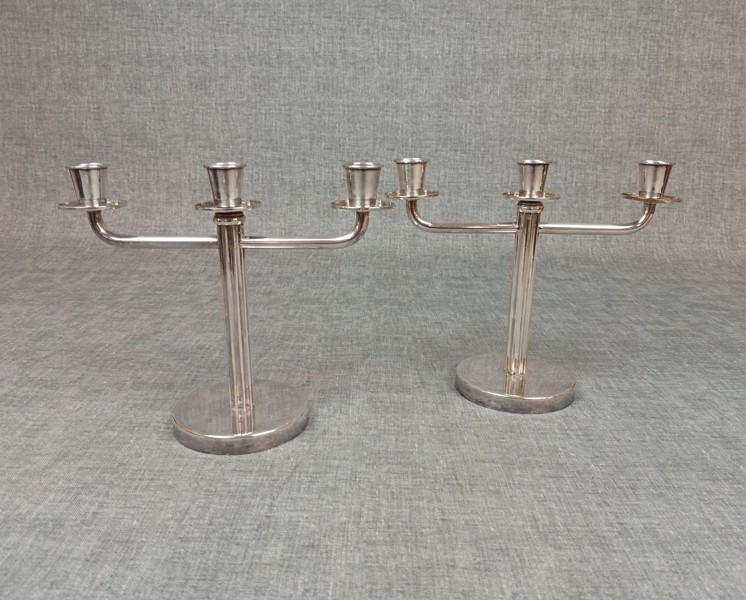 2 Ljusstakar. Art Deco,  Nysilver.