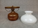 Fotogenlampa. Koppar & glas.