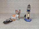2 Bordslampor. Metall & glas, "Katt & Fyr".