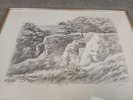 EVERT FAHLANDER. Teckning, "Berget", signerad.
