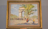 KNUT NORMAN. Olja på pannå, "Triumfbågen Paris", signerad.