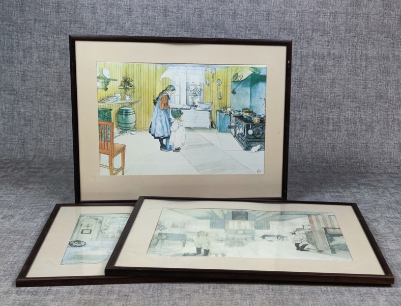 3 Tavlor. Carl Larsson motiv.