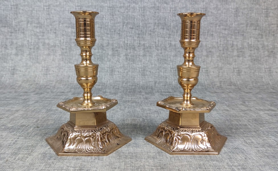2 Ljusstakar. Barockstil, Mässing, Ystad metall.