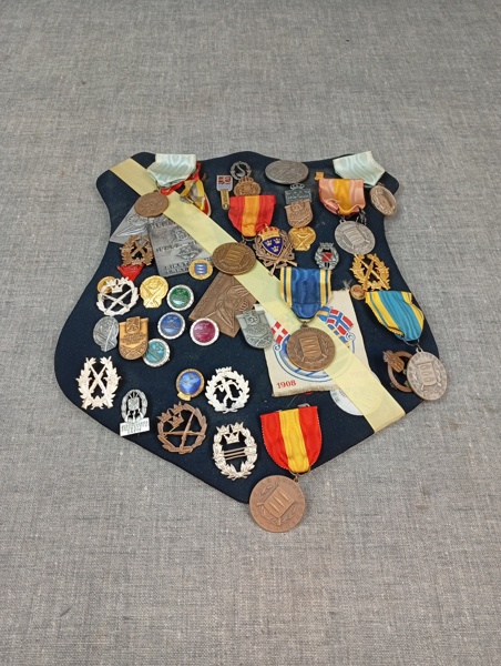Medalj & Märken på sköld.