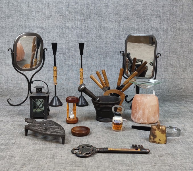 Diverse, bl.a mortel, speglar, knivsett m.m.