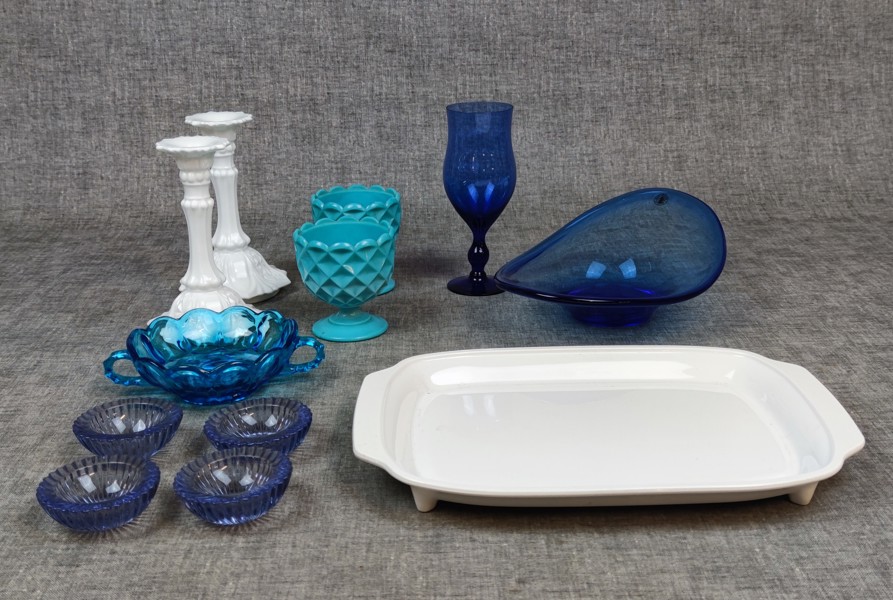 Diverse glas. Bl.a Opalglas.