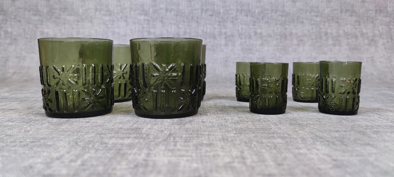 BENGT EDENFALK. 4 Whiskyglas & 4 Snapsglas. Skruf.