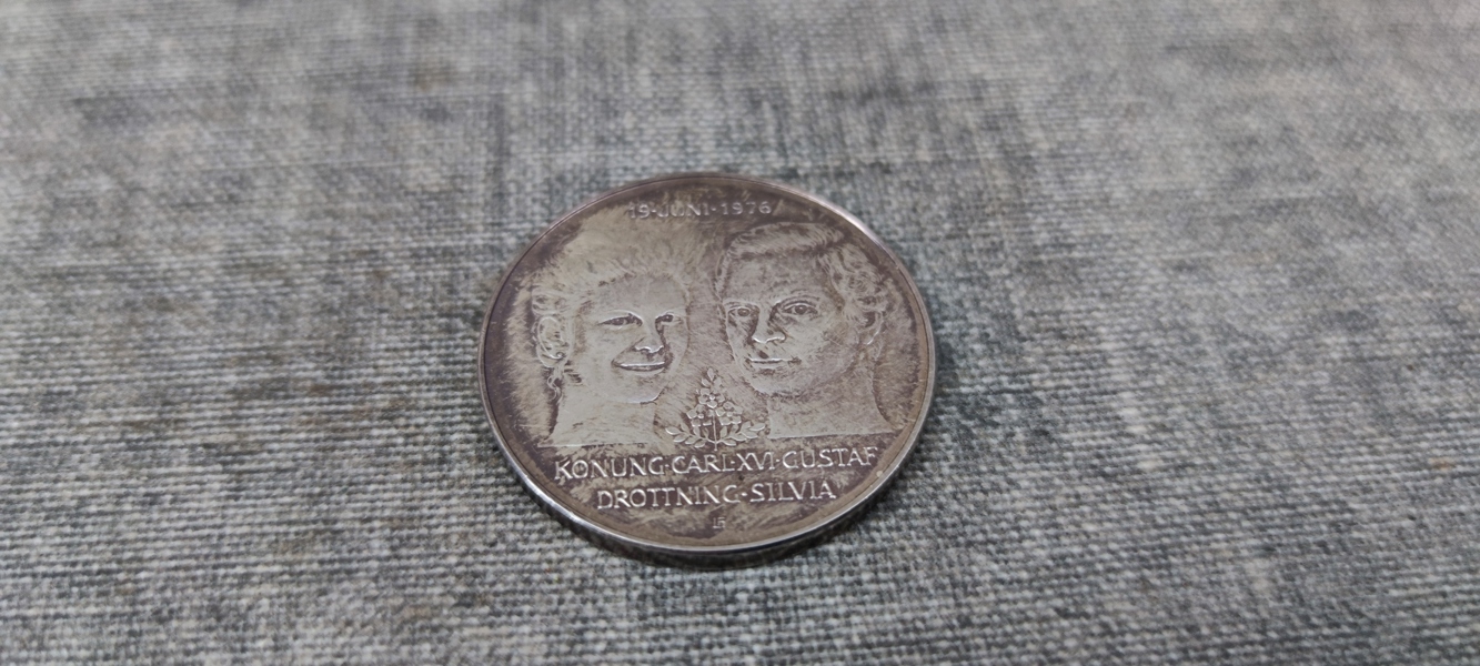 50 KR 1976. Carl XVI Gustavs & Drottning Silvias Bröllop, Silver 27 gram.