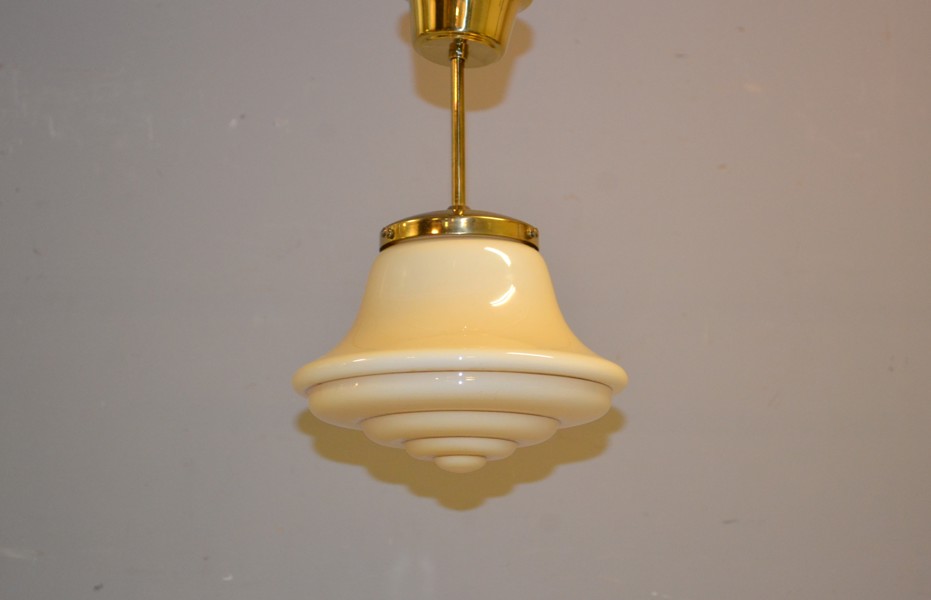 Taklampa. Funkis / Retro, glas & mässing.
