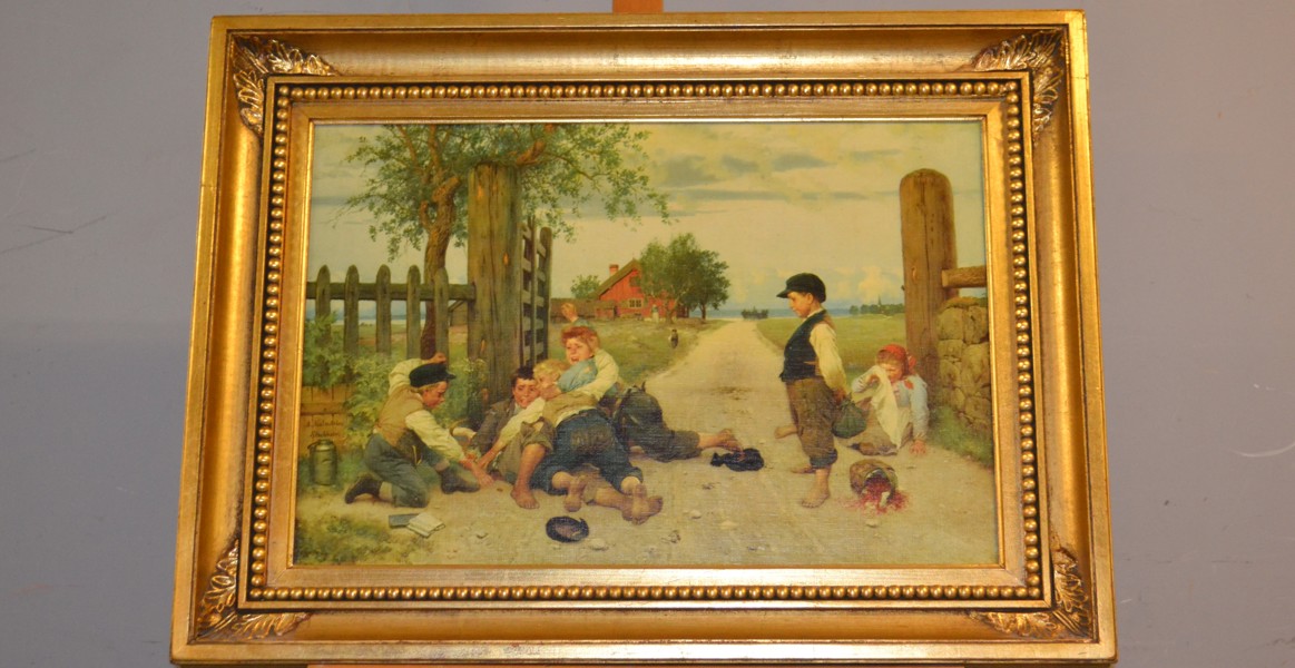 Oljetryck. "Grindslanten".