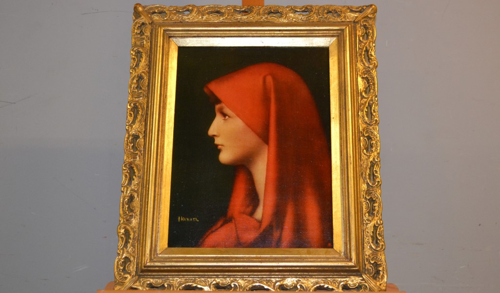 JEAN-JACQUES HENNER. Oljetryck på duk, "Fabiola".