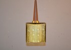 Taklampa. Glas & teak, 1960/70-talet, okänt fabrikat.