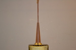 Taklampa. Glas & teak, 1960/70-talet, okänt fabrikat.