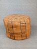 Sittpuff / Fotpall. Skinn. Orientalisk motiv.