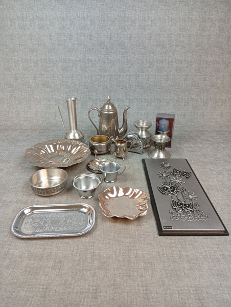 Diverse. Bl.a Tenn, Nysilver m.m.