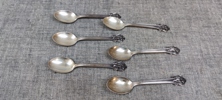 6 Kaffeskedar. Silver, 70gram.