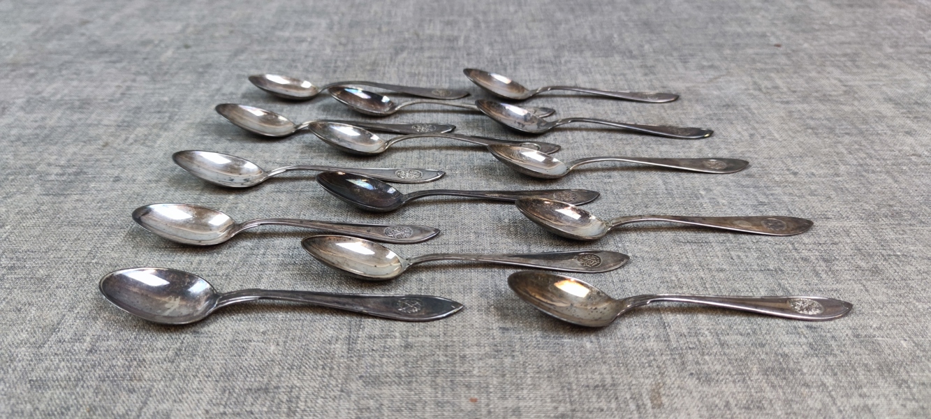 14 Kaffeskedar, Silver. 215gram.