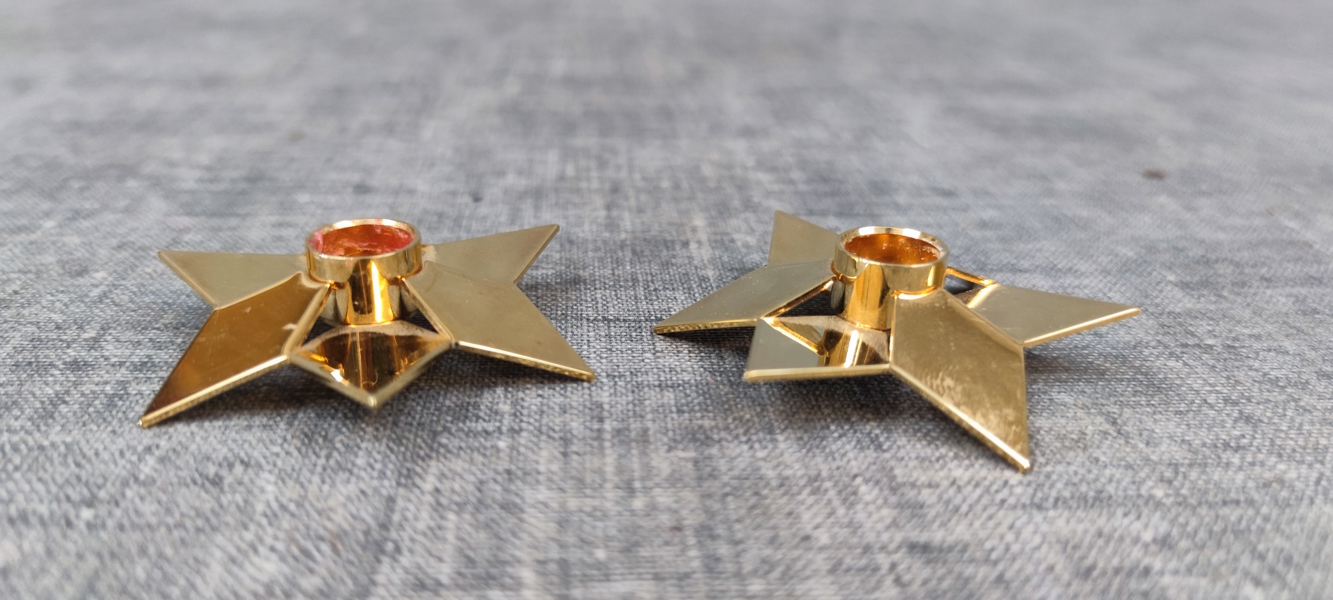 GEORG JENSEN. 2 Ljusstakar för julgransljus, Danmark.
