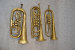 3 Blåsinstrument. Mässing, 1800/1900-talet.